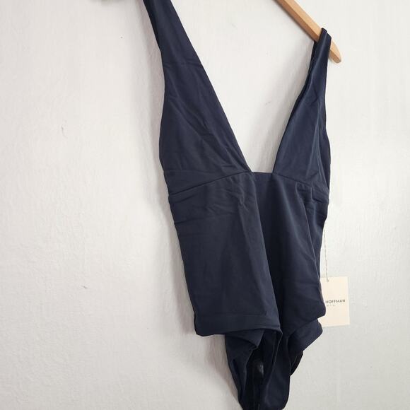 NEW Mara Hoffman Audrey Deep V-Neck One Piece Black Swimsuit - Picture 8 of 14